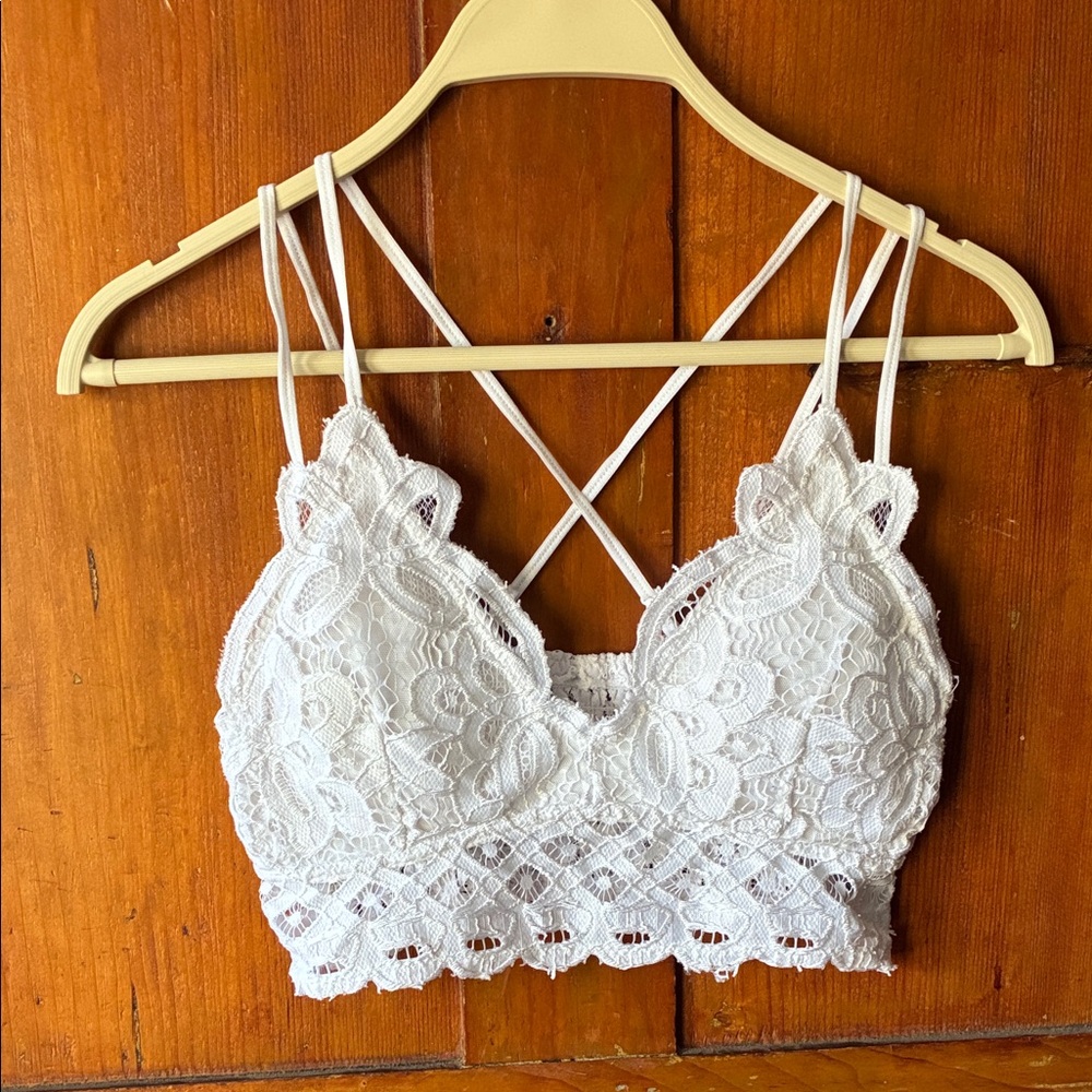 Strappy Padded White Lace Bralette